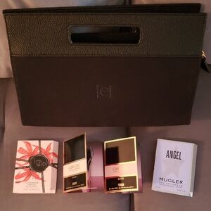 Black Carolina Herrera Clutch Bag with Perfume Samples